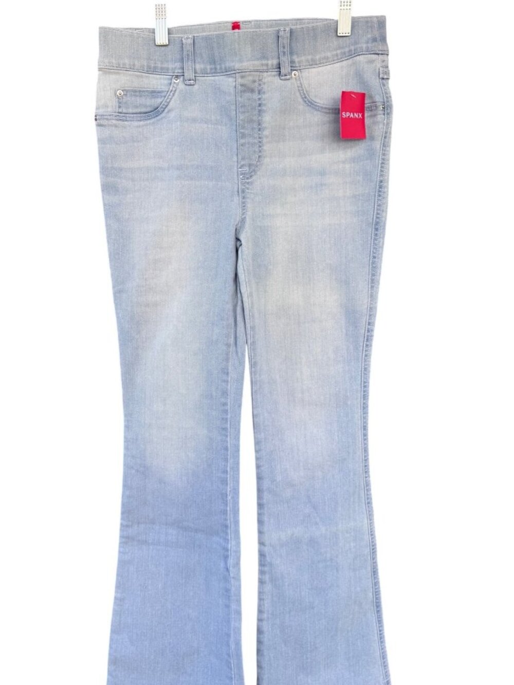 NWT Spanx Womens Flare Jeans Small Light Wash Denim Pull On Stretch Pants S